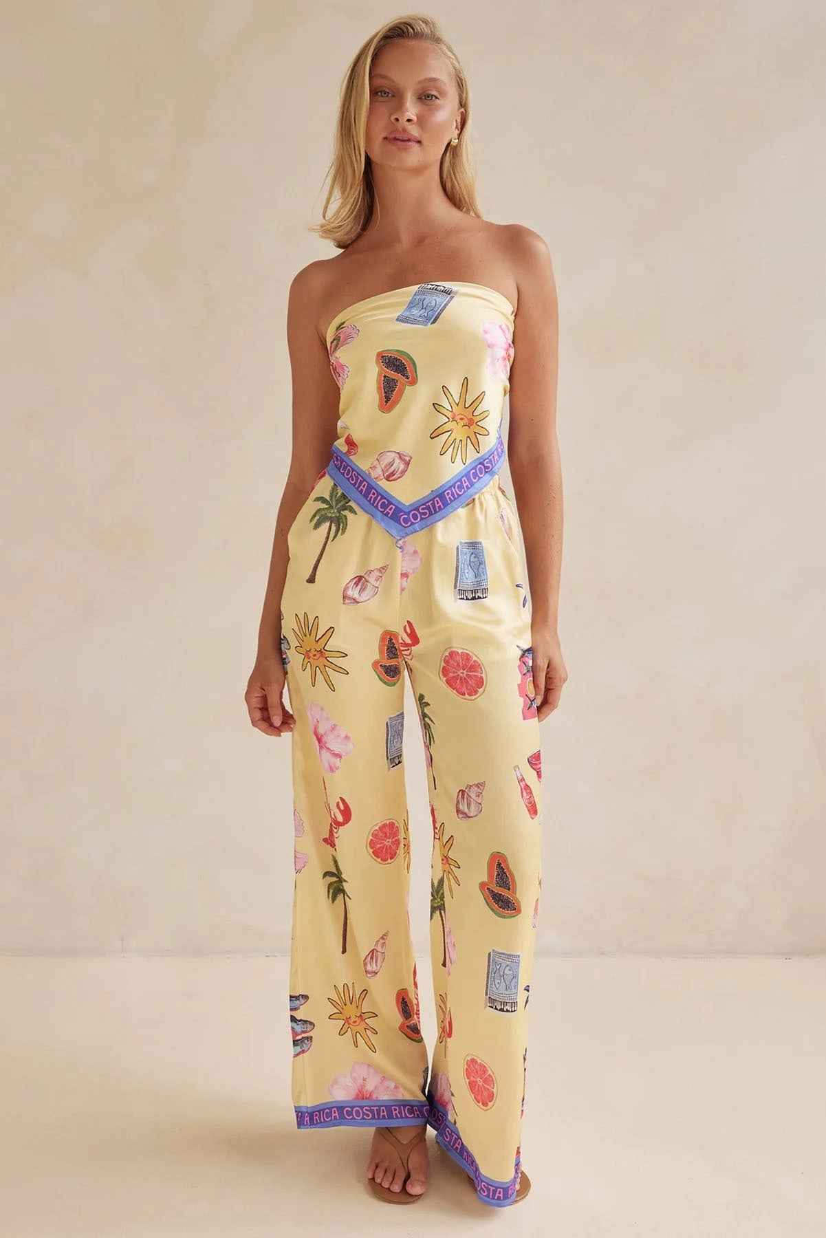 Summer Positioning Sexy Print Tube Top Wide Leg Two Piece Sets
