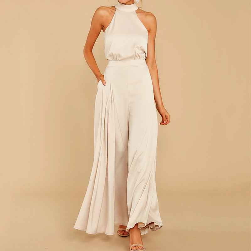 Jumpsuit Spring Summer Solid Color off-the-Shoulder Jumpsuit