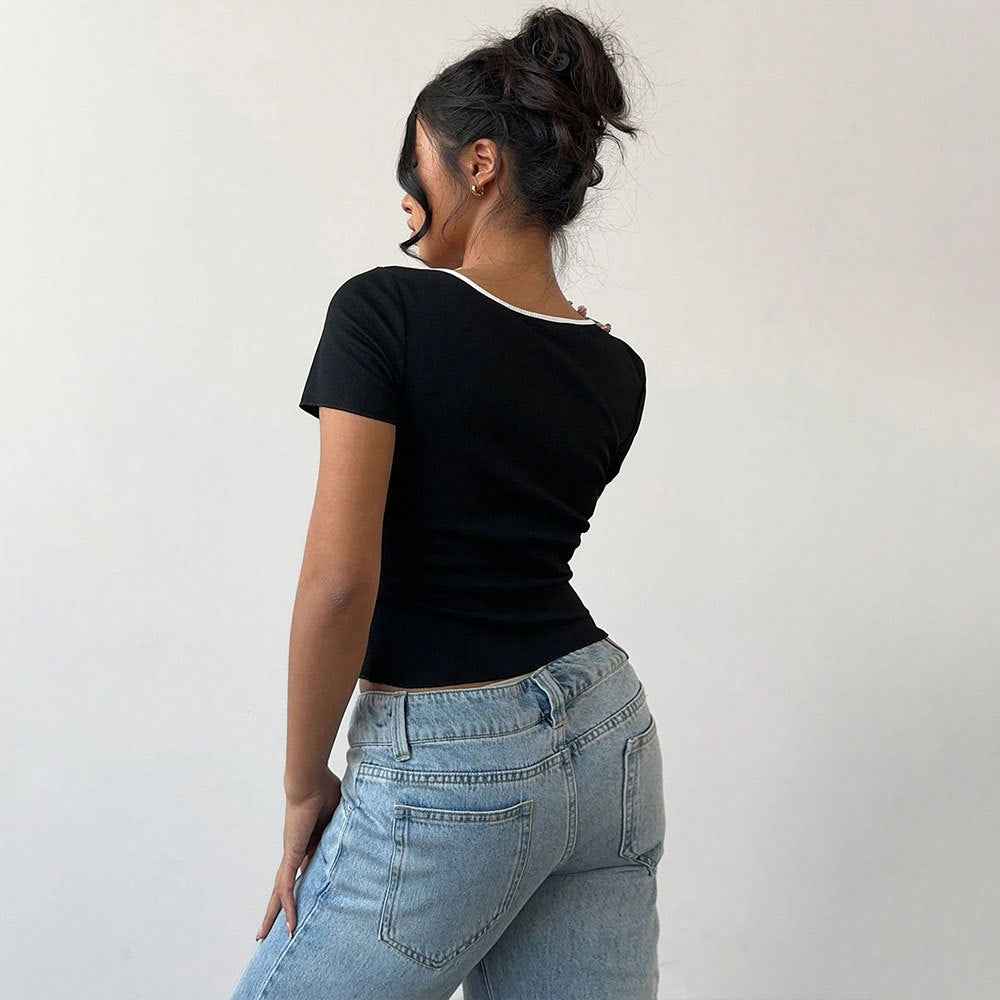 Women Clothing Gentle Sweet Elegant T shirt Spring Summer Bow Short Top