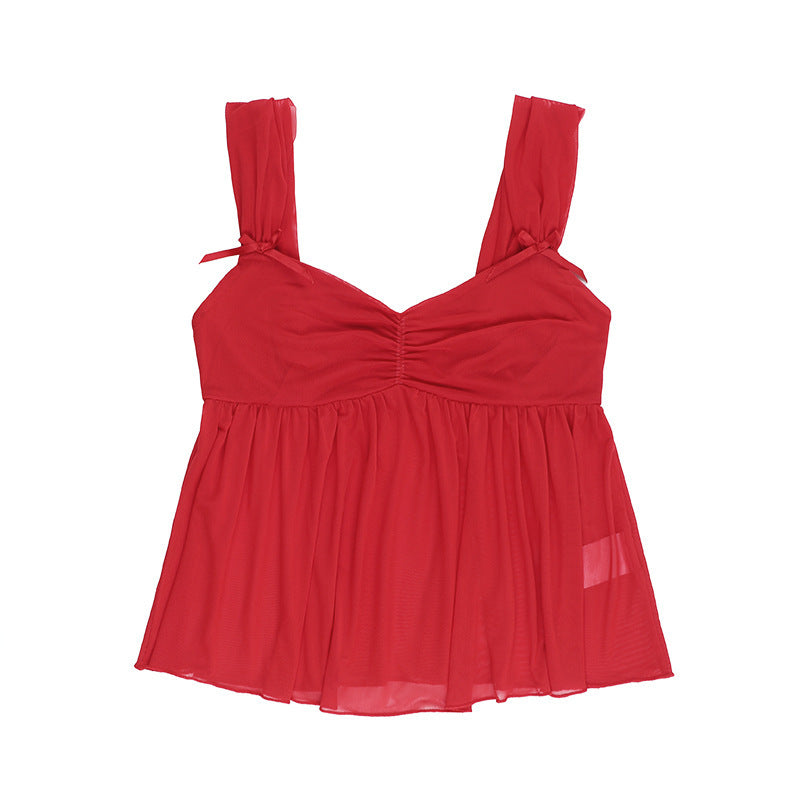 Women Summer Sexy Solid Color Vest Stitching Sling Women Top - ALZO
