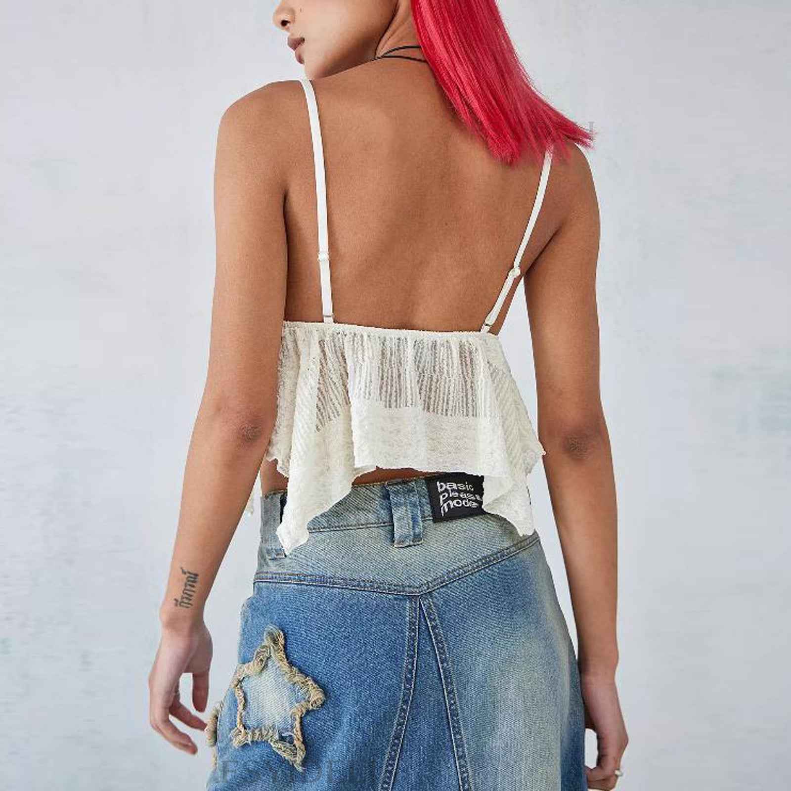 Summer Irregular Asymmetric Crop Top Spaghetti Strap Top Backless Sexy Sexy V Neck Strap Top