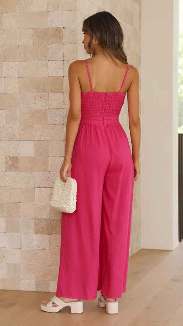 Women Casual Tied Spaghetti Strap Trendy Jumpsuit