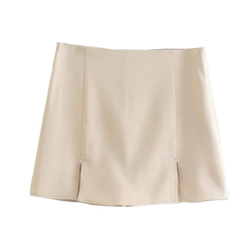 Autumn Three Color Slit Design Texture Culottes