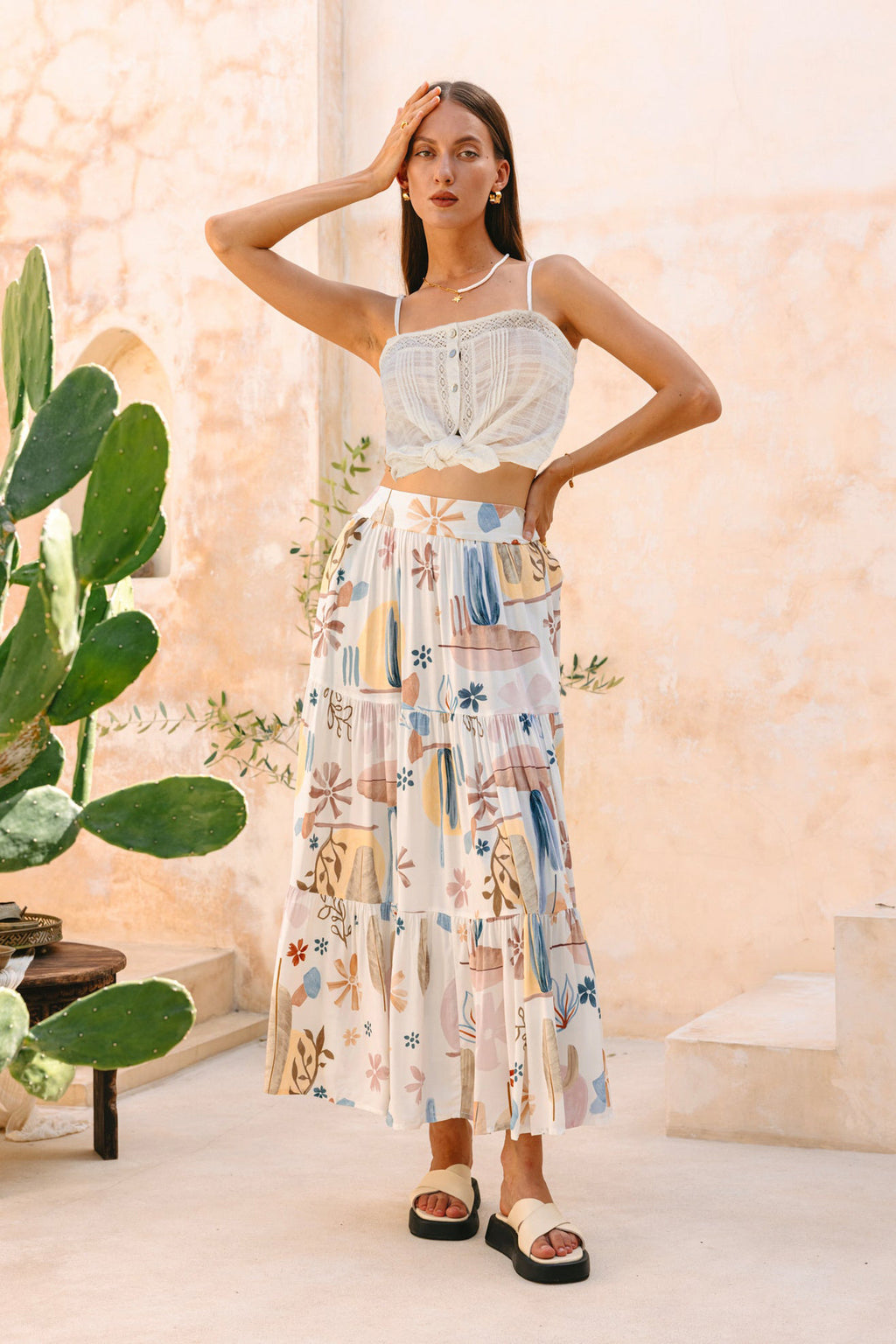 Arrival Waist Slimming Maxi Bohemian Vacation Beach Skirt - ALZO