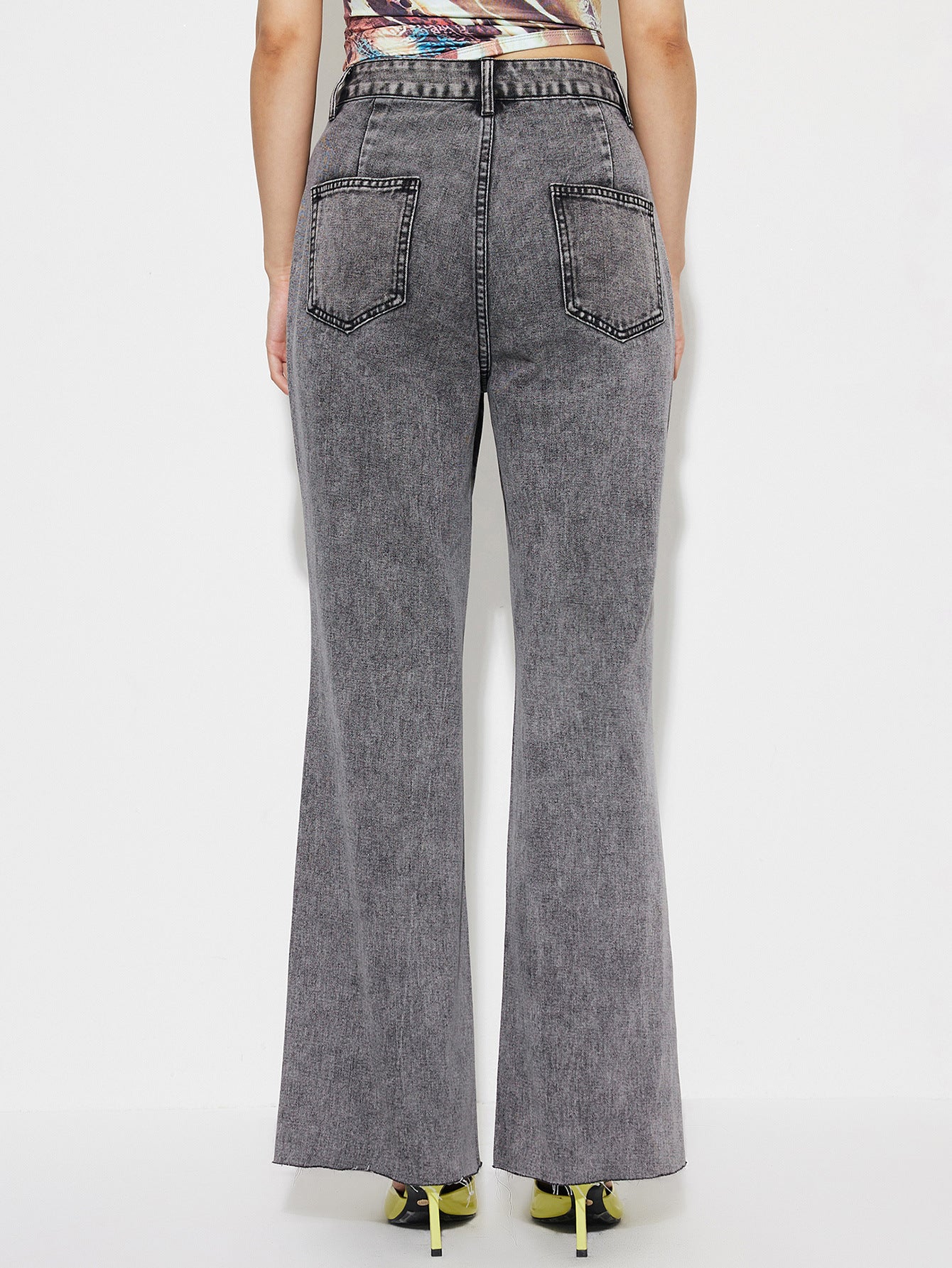 Women Clothing Straight Loose High Waist Denim Trousers - ALZO