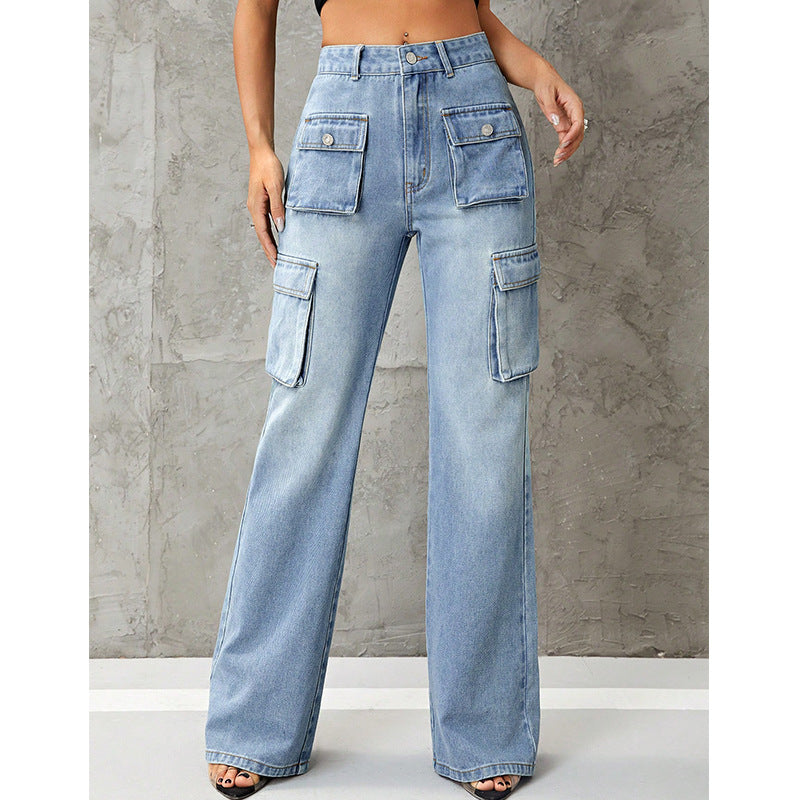 Women Clothing High Waist Work Clothes Slimming Denim Pants - ALZO