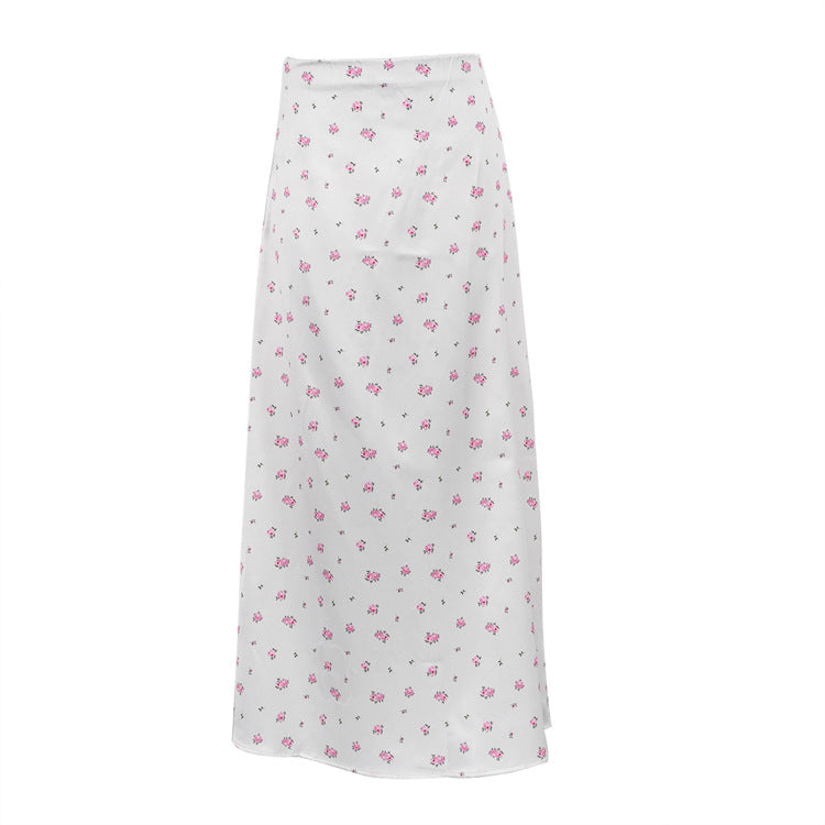 Women Clothing Satin Draping Printed Skirt Waist Controlled Sheath Skirt - ALZO