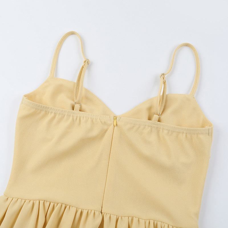 Fashionable Waist Strap Dress Spring Slim Fit Solid Color V neck Maxi Dress for Women - ALZO
