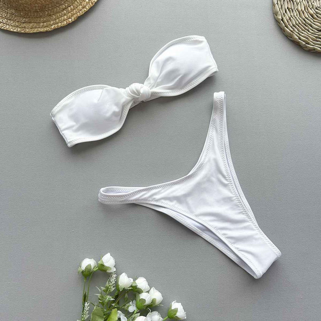 Bikini Sexy Bikini Solid Color Tube Top Split Women Swimsuit Swimsuit Women