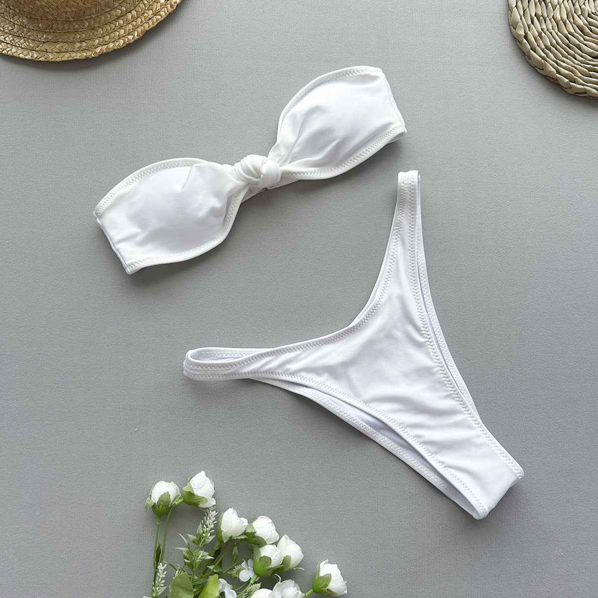 Bikini Sexy Bikini Solid Color Tube Top Split Women Swimsuit Swimsuit Women