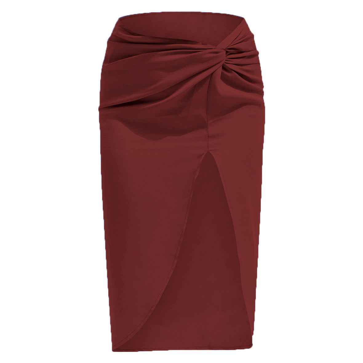 High Waist French Twist Irregular Asymmetric Skirt Sexy Solid Color Satin Split Package Hip with a Zipper Long Skirt for Women