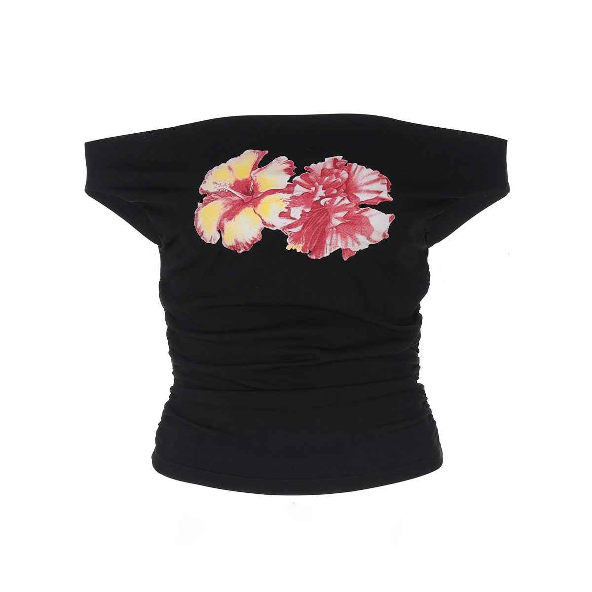 Women Clothing Summer Personalized Printed T shirt off Shoulder Short Sleeve Women Top