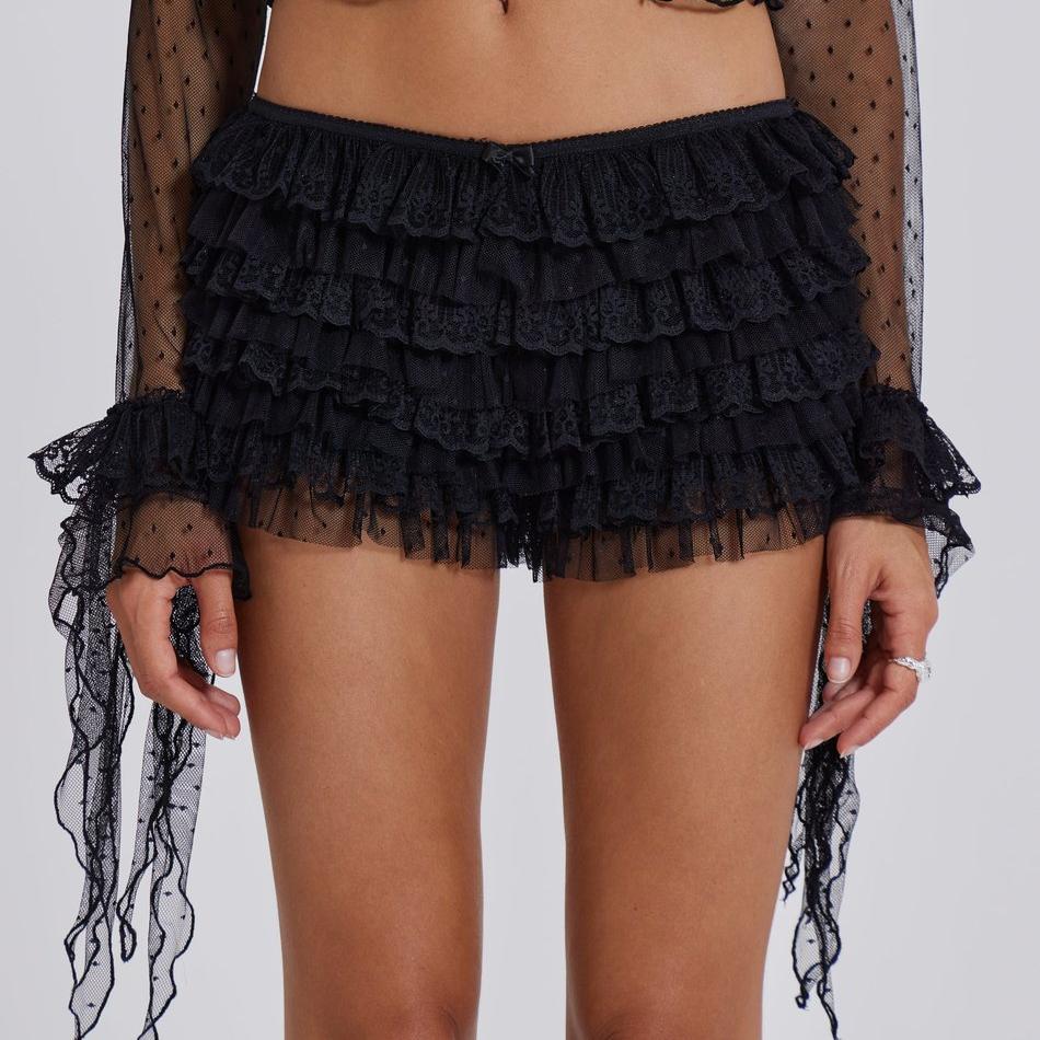 Sexy Beach Pants Ruffled Wave Solid Color Lolita Low Waisted Shorts Culottes - ALZO