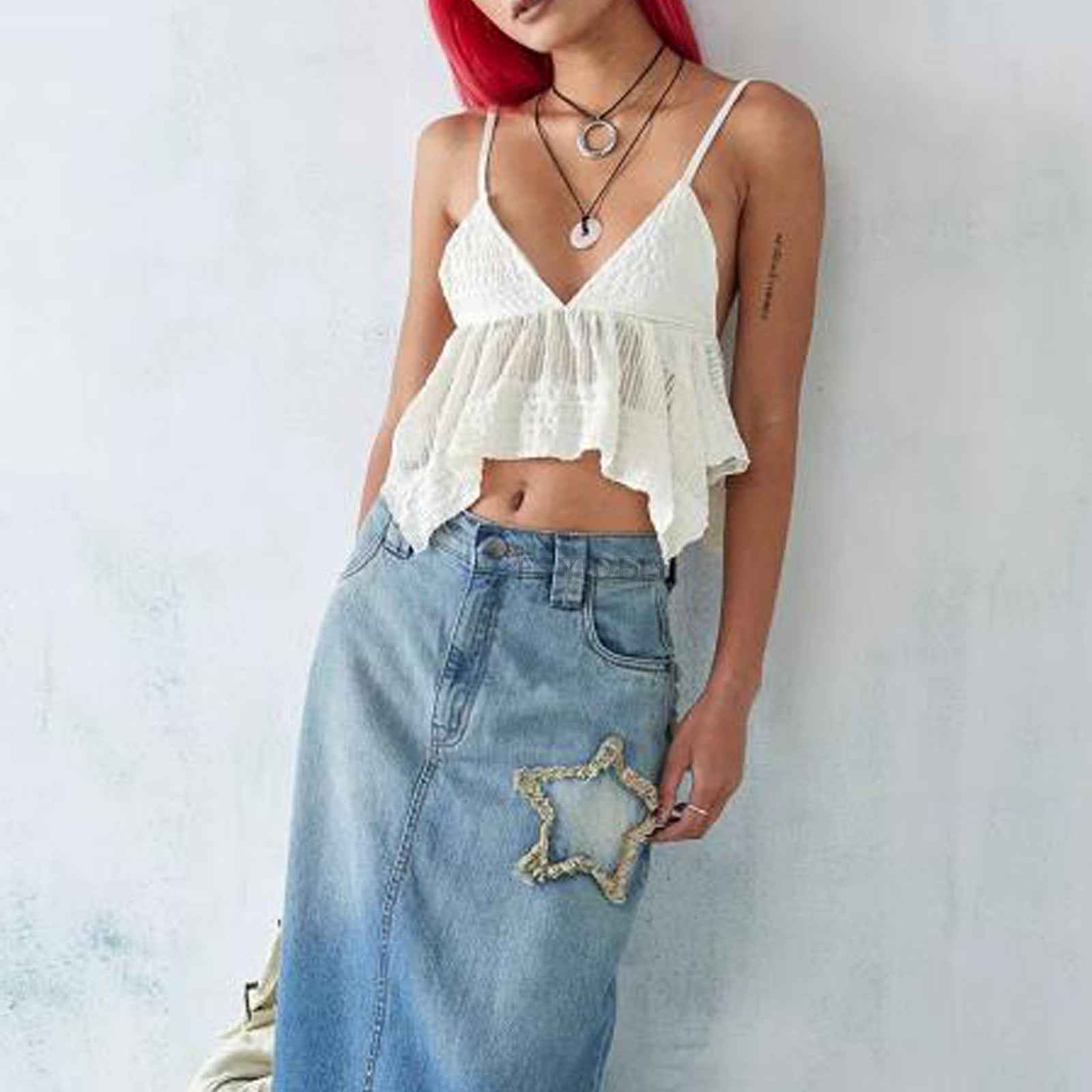 Summer Irregular Asymmetric Crop Top Spaghetti Strap Top Backless Sexy Sexy V Neck Strap Top