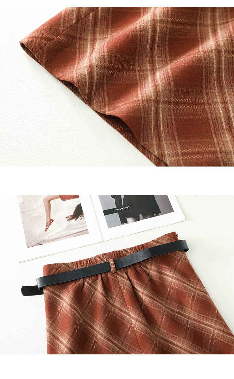 Retro Red Pattern Skirt Women Fall High Waist Slit Hip Skirt Mid Length Straight One Step Skirt