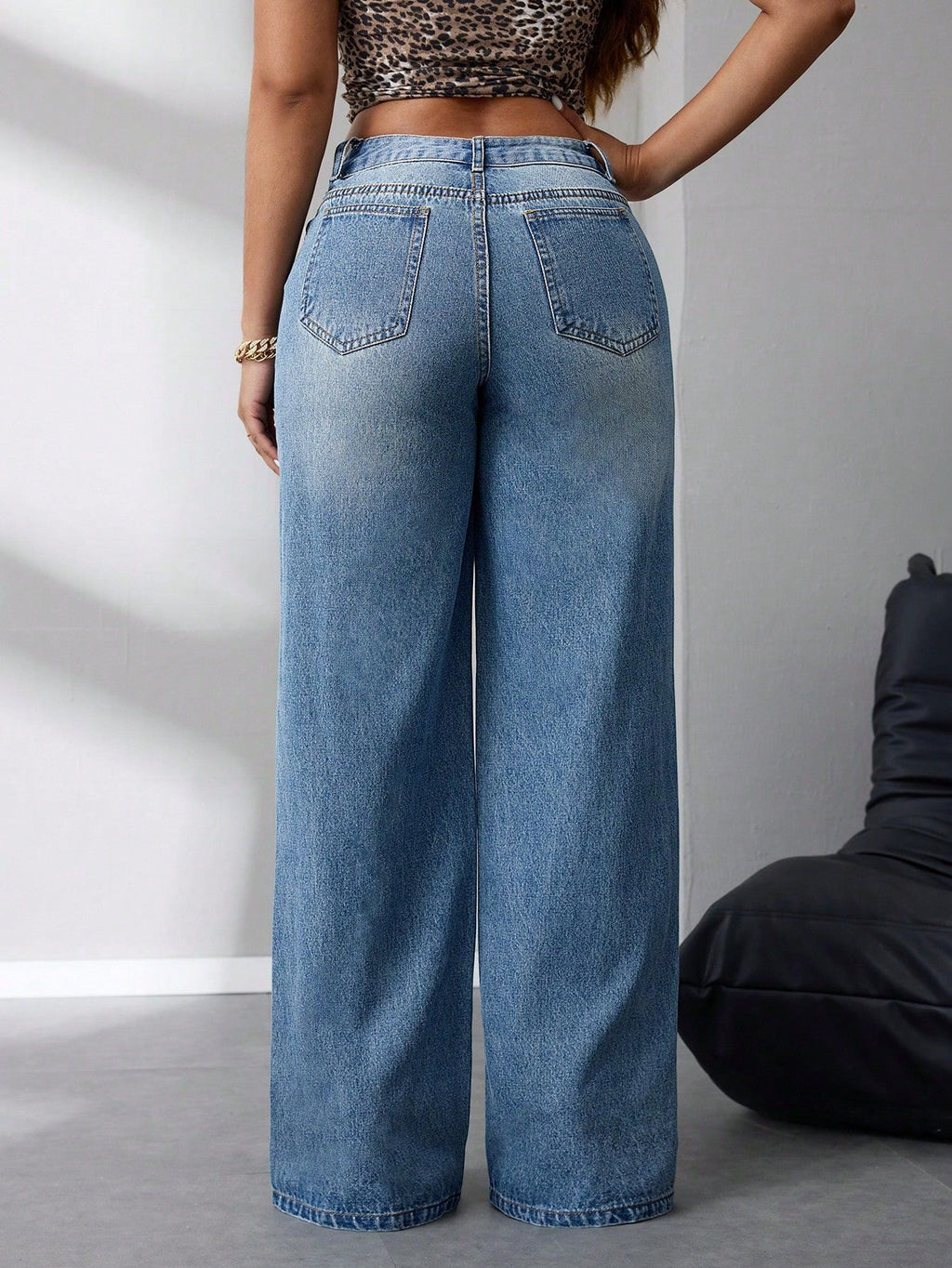 Women Clothing Loose Drooping Wide Leg Straight Jeans - ALZO