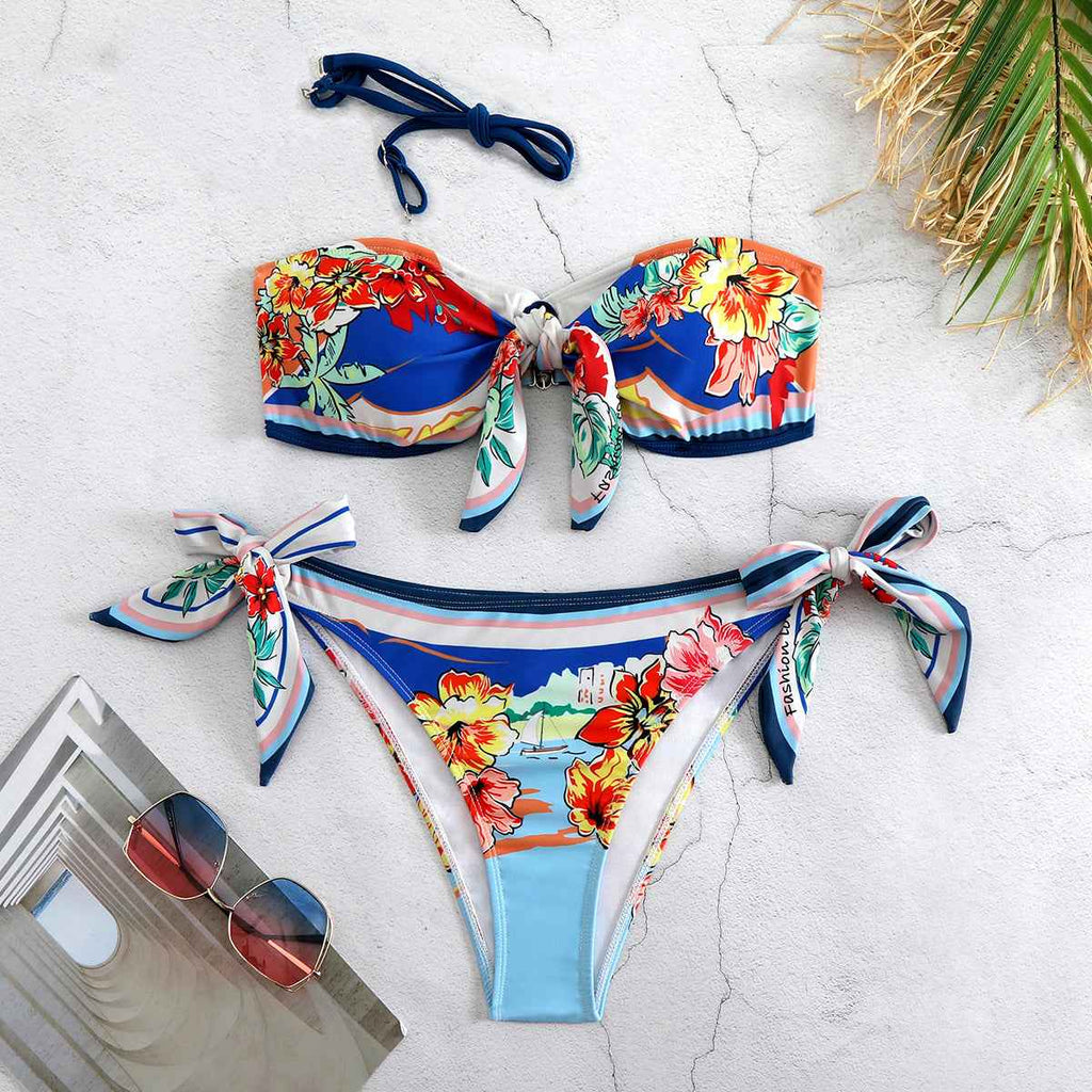 Tube Top Printed Bikini Sexy Split Swimsuit Women Bikini