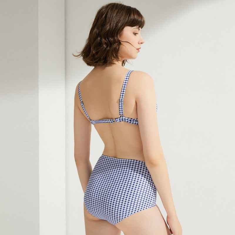 Women Bikini Multicolor Plaid Push Up Split Swimsuit Beach Vacation Swimsuit