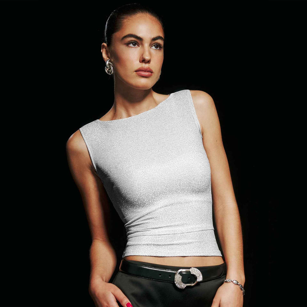 Bright Silk Sexy Vest Brand Inner Wearing Women Clothing Round Neck Slim Fit Sexy Top