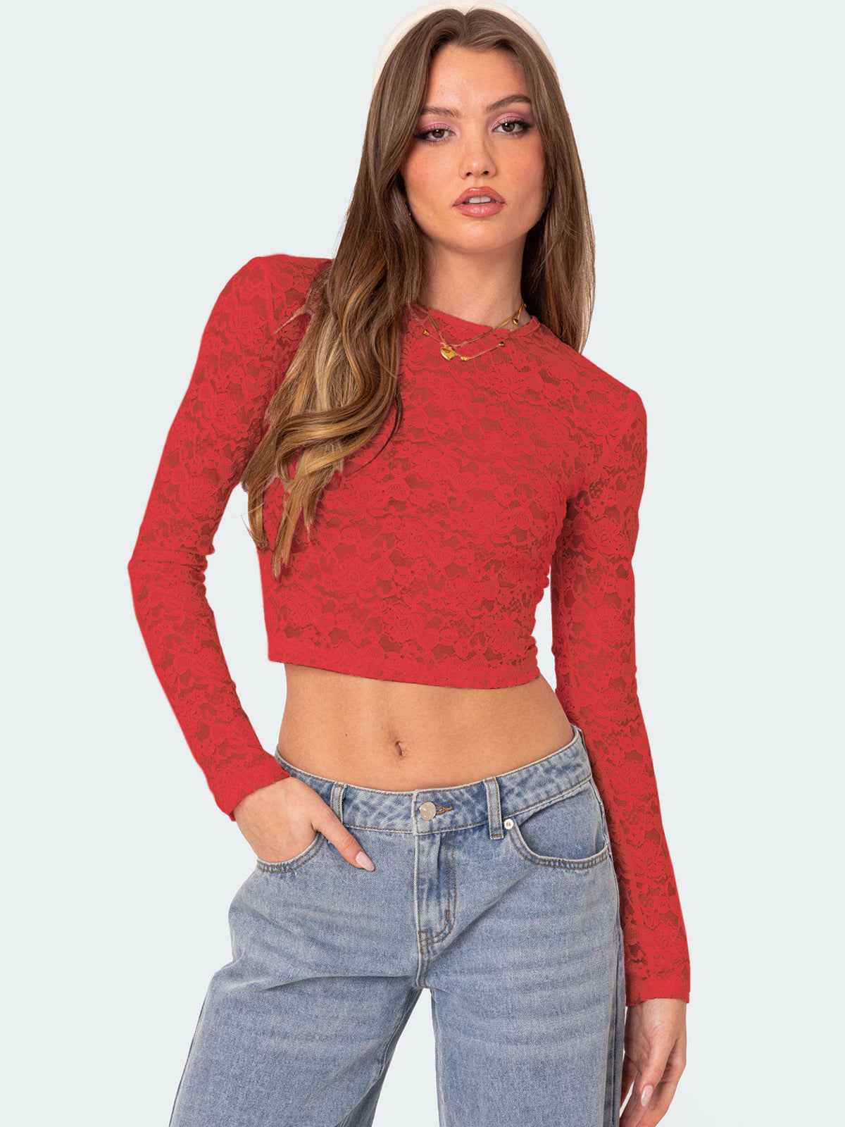 Private Clothes Sexy Lace Short Top Sexy Beautiful Slim Fit Long Sleeve T Shirt Women Summer