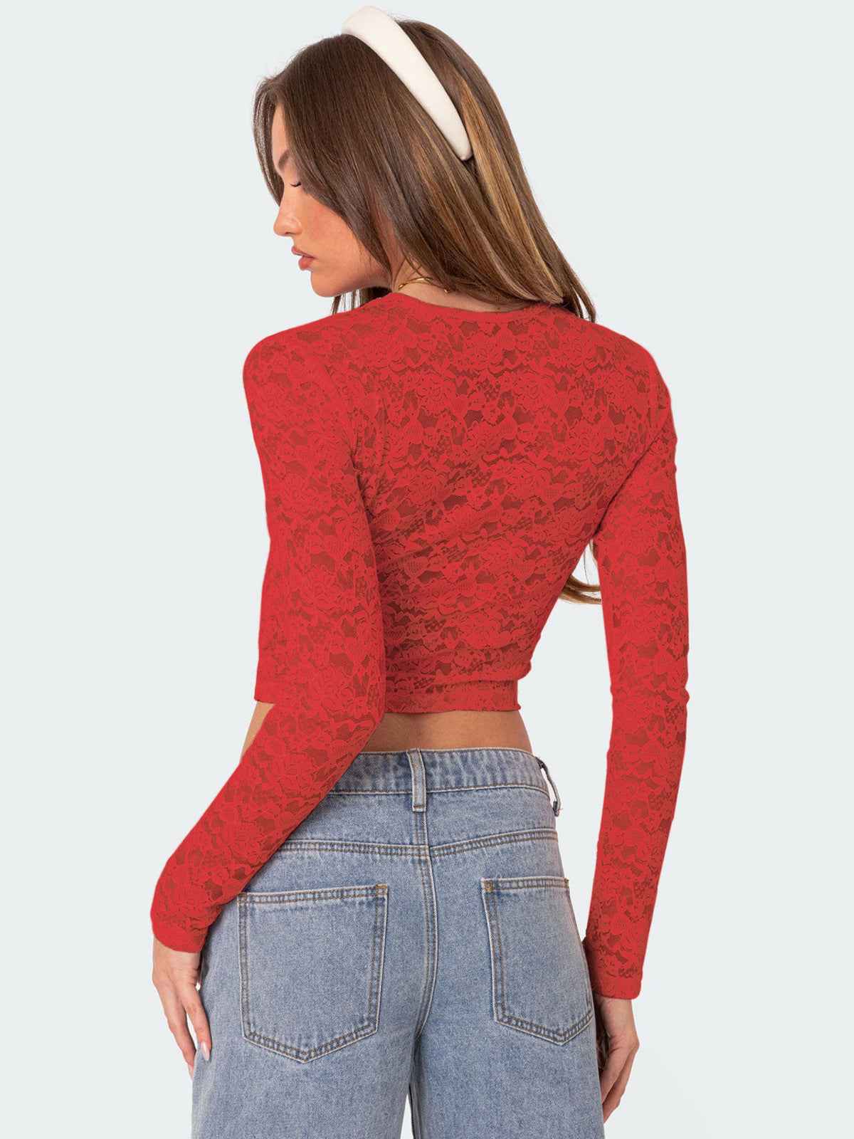 Private Clothes Sexy Lace Short Top Sexy Beautiful Slim Fit Long Sleeve T Shirt Women Summer