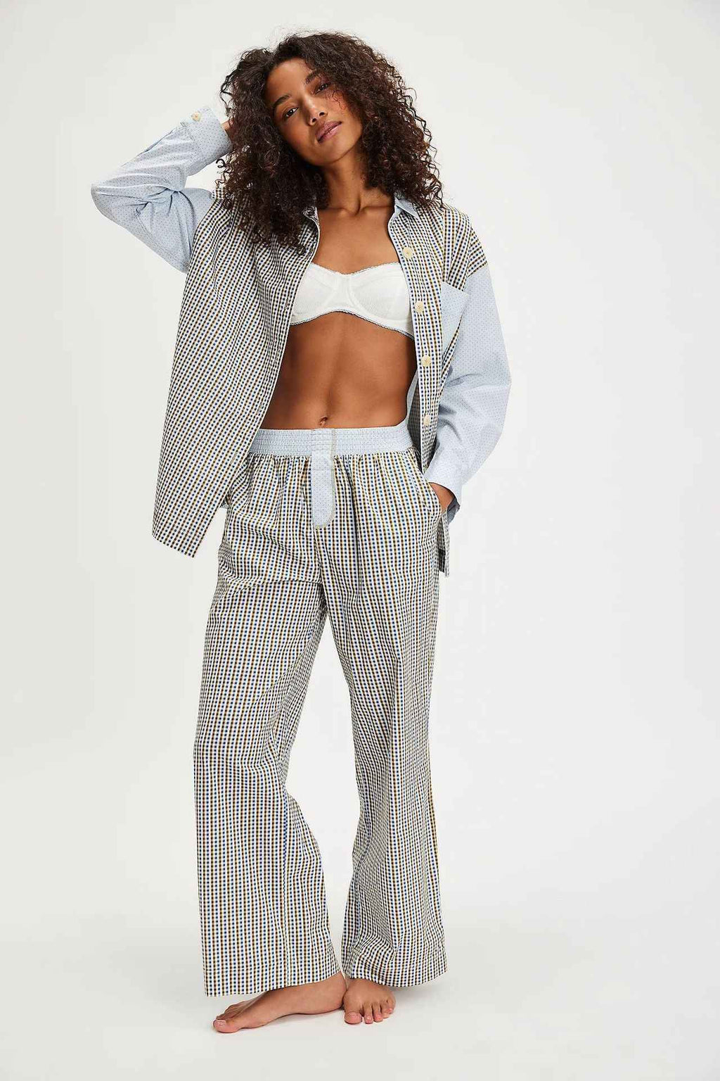 Spring Summer Women Clothing Striped Polka Dot Stitching Casual Loose Trousers Women
