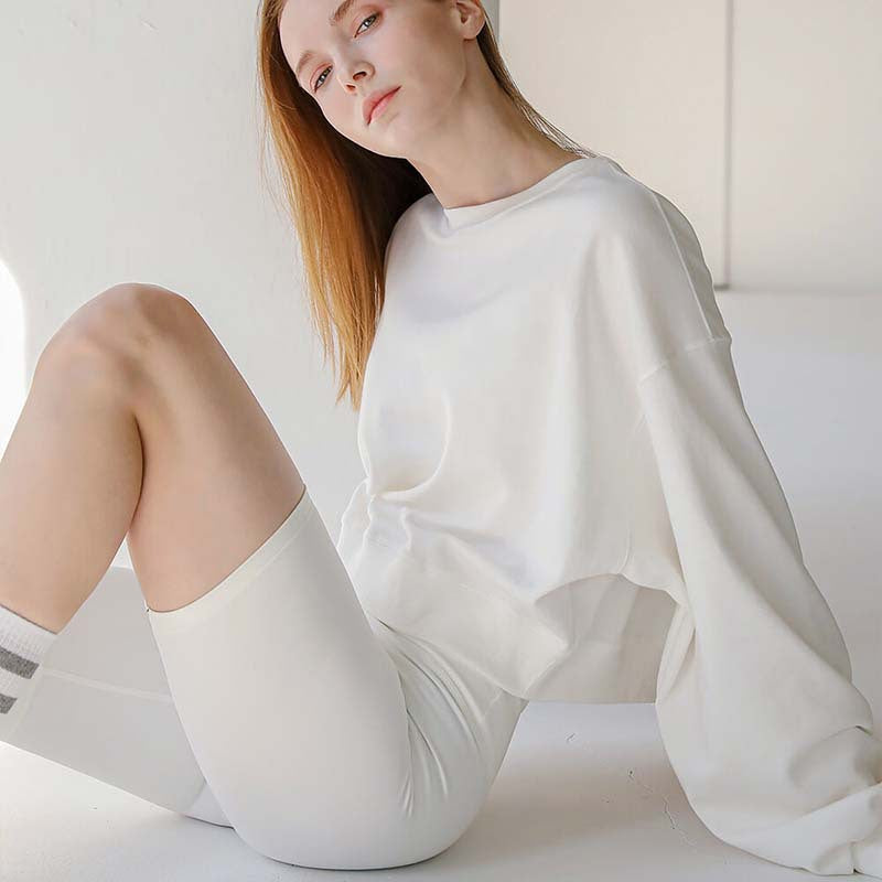 Short Sweatshirt Women Clothing Spring Autumn Long Sleeve round Neck Pullover Casual Yoga Clothes Sexy Fitness Sports Top - ALZO