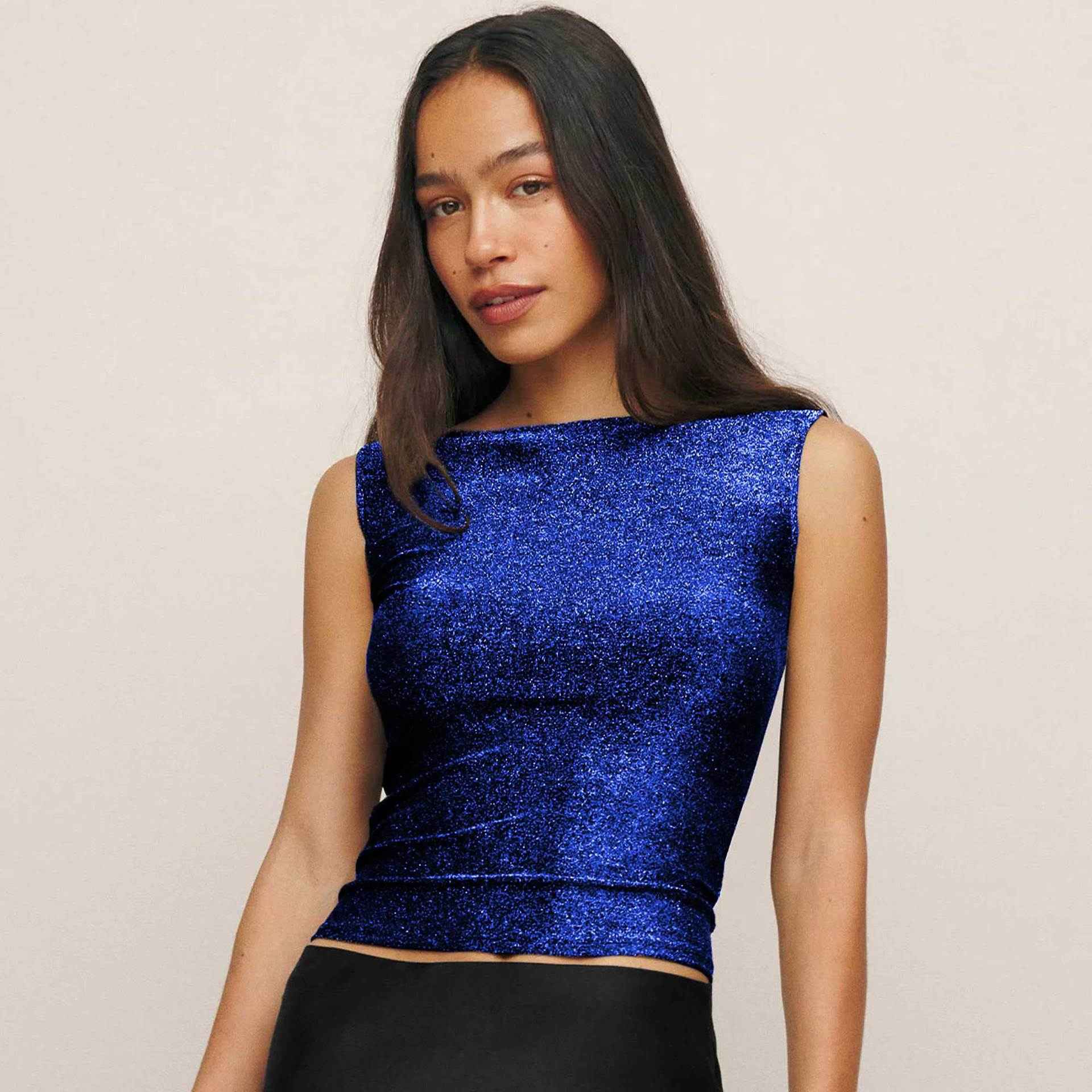 Bright Silk Sexy Vest Brand Inner Wearing Women Clothing Round Neck Slim Fit Sexy Top