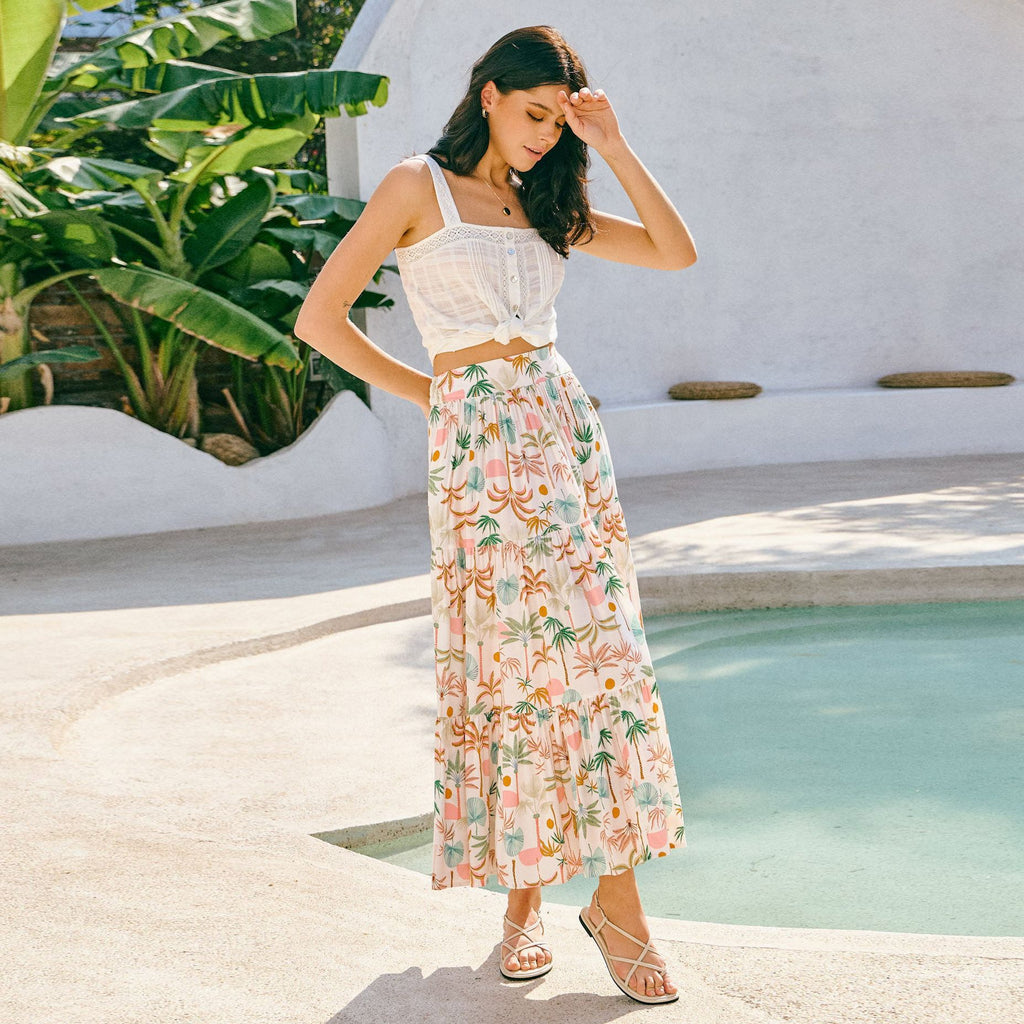 Arrival Waist Slimming Maxi Bohemian Vacation Beach Skirt - ALZO