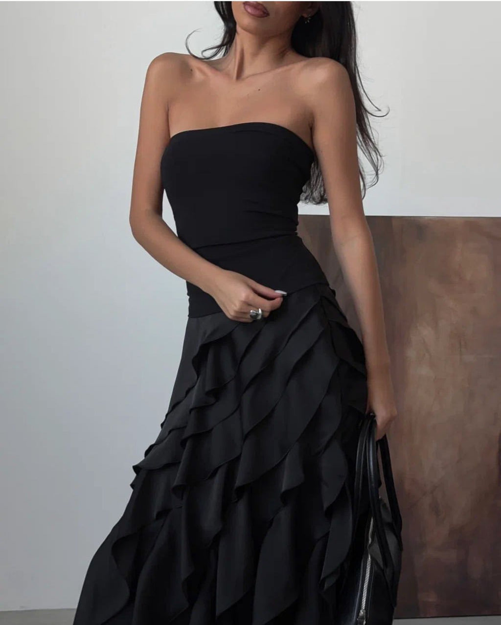 Spring Summer Romantic Chic Layered Irregular Asymmetric Ruffled A line Dress - ALZO