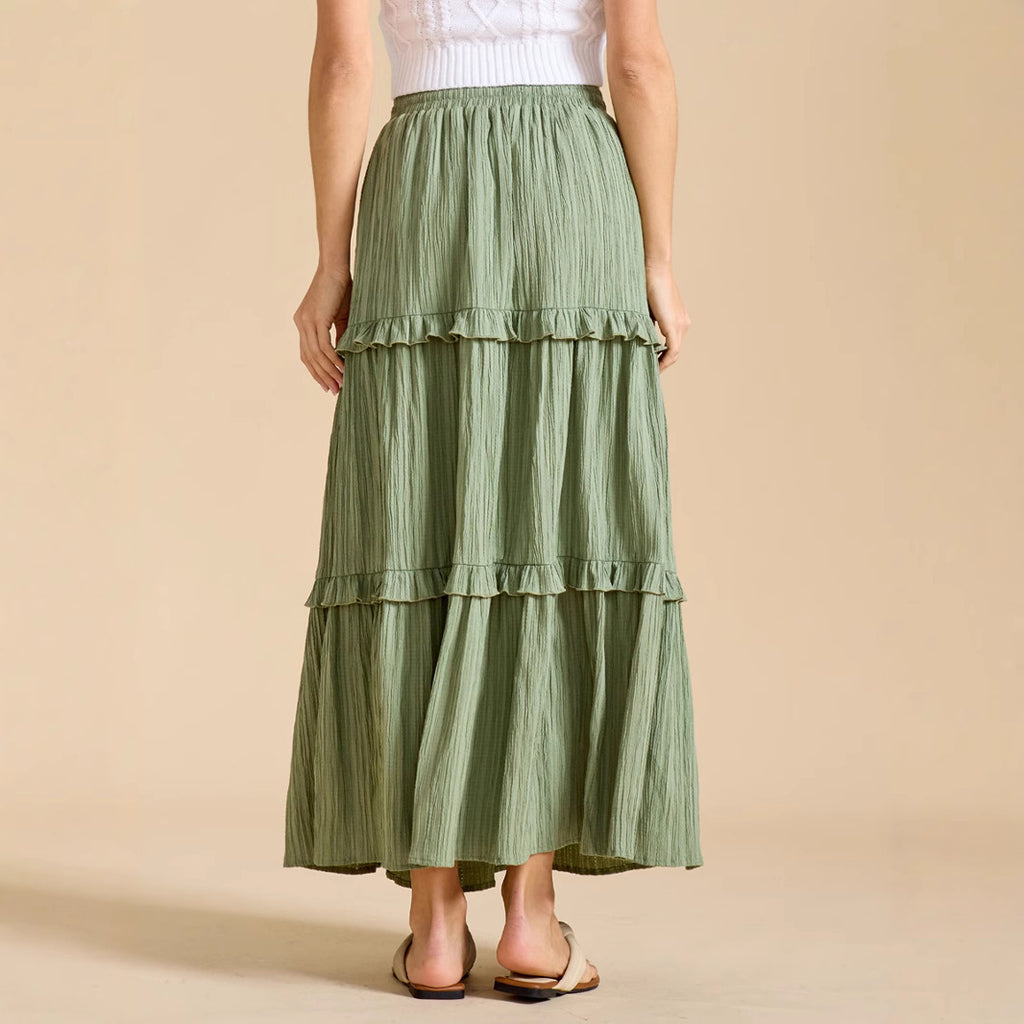 Drawstring Lace Skirt High Waist Elastic plus Size A line - ALZO