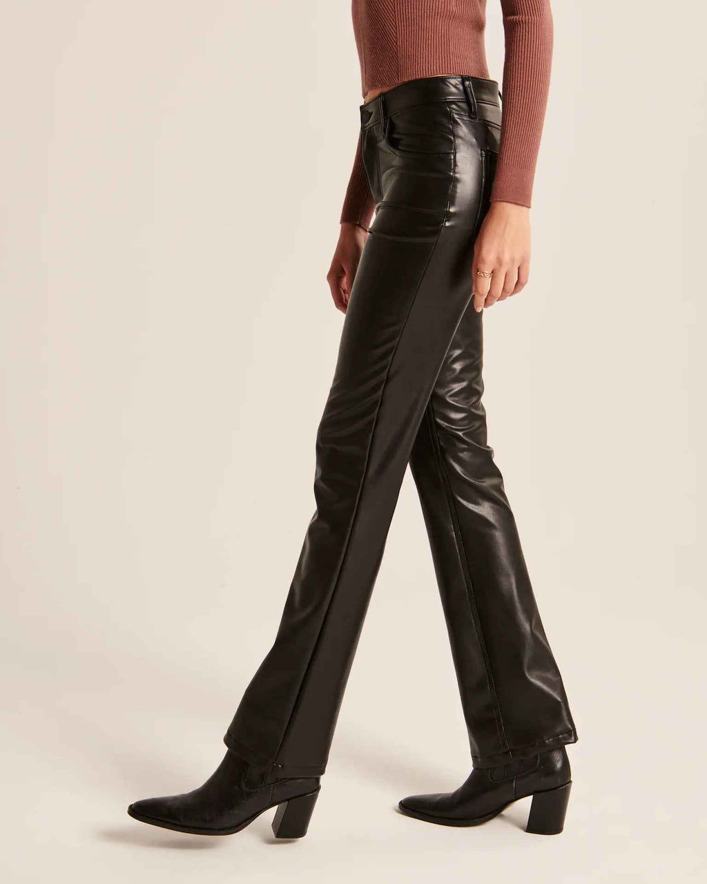 Autumn Winter Straight Leather Pants Women Long Casual Low Waist Faux Leather Women Pants Trousers