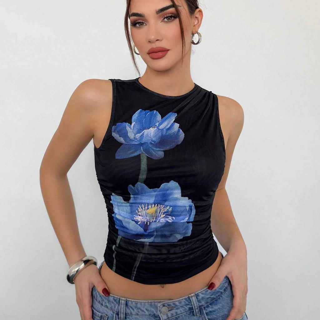 T shirt Popular Vacation Floral Print Slim Top