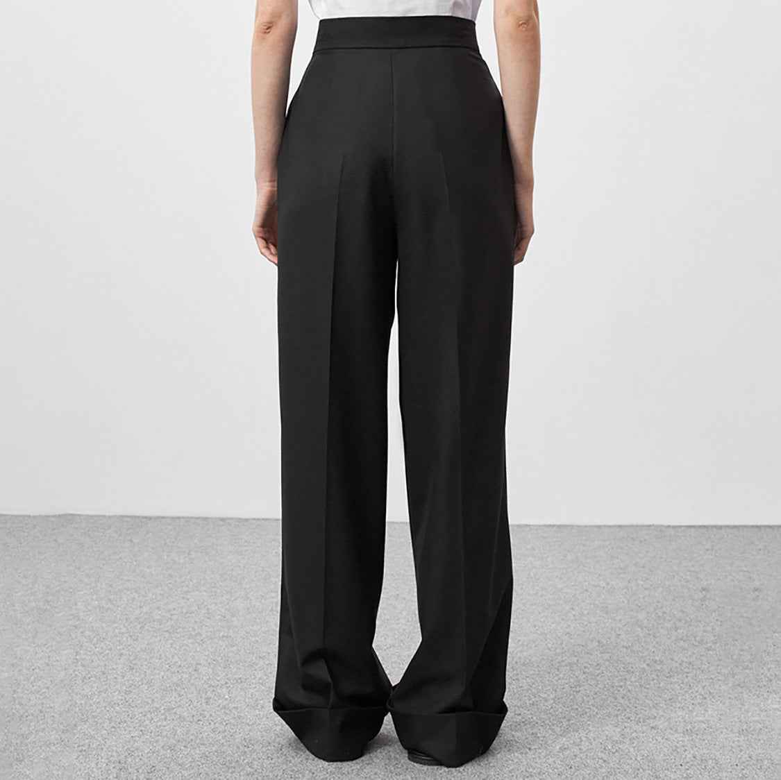 Spring Summer Black Mopping Work Pant Loose High Waist Pocket Drape Casual Comfortable Wide Leg Pants Women Clothing