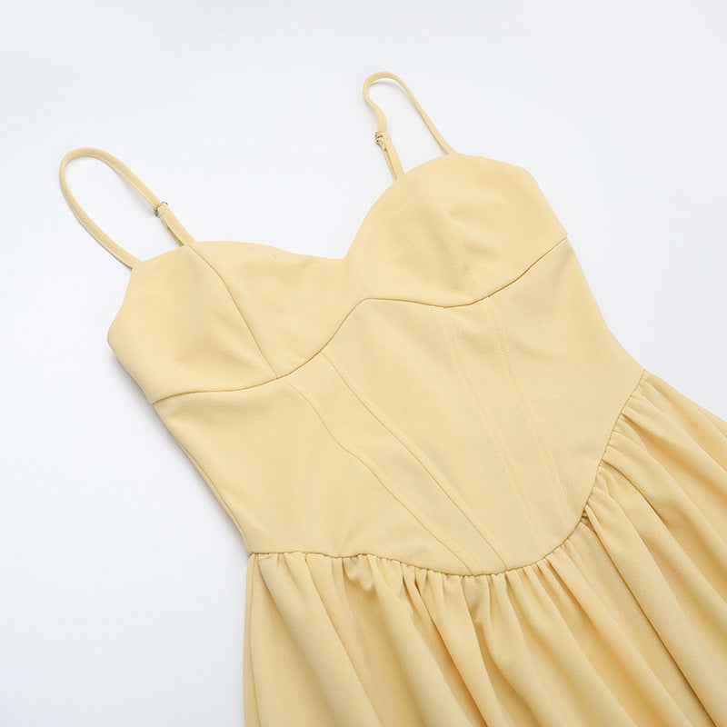 Fashionable Waist Strap Dress Spring Slim Fit Solid Color V neck Maxi Dress for Women