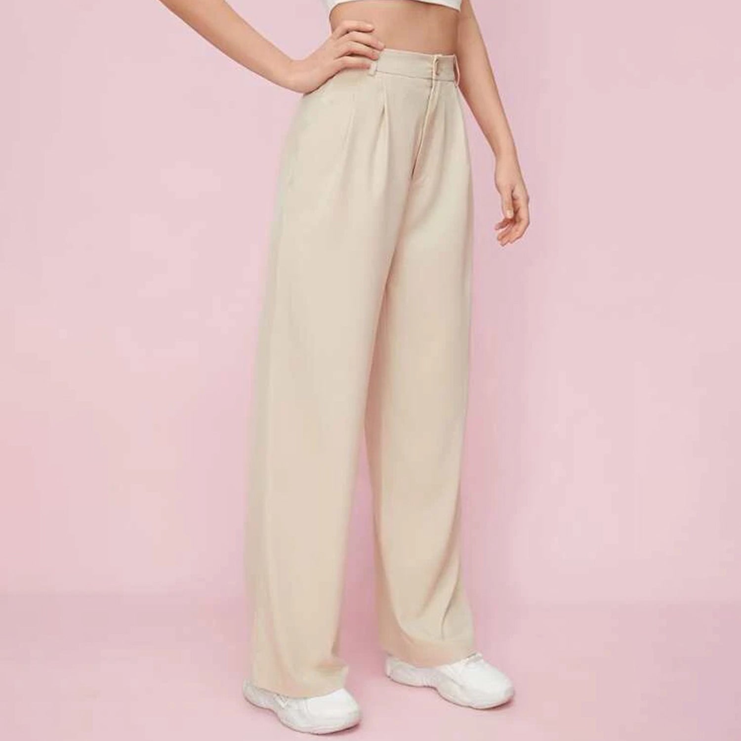 Autumn Solid Color Zipper Straight Leg Trousers Work Pant Women - ALZO