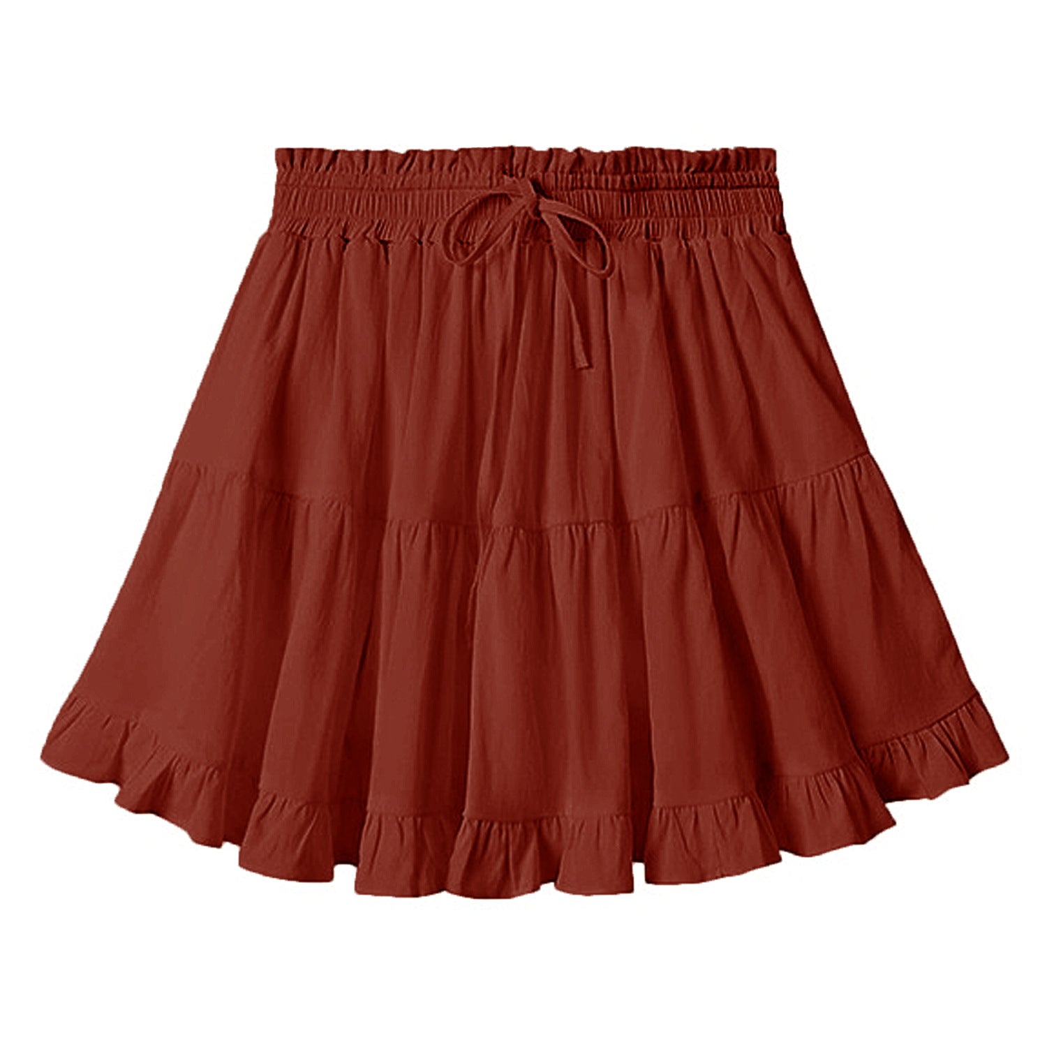 Women Clothing Drawstring Lace Skirt High Waist Elastic Pantskirt Beach All Matching Skirt Women - ALZO