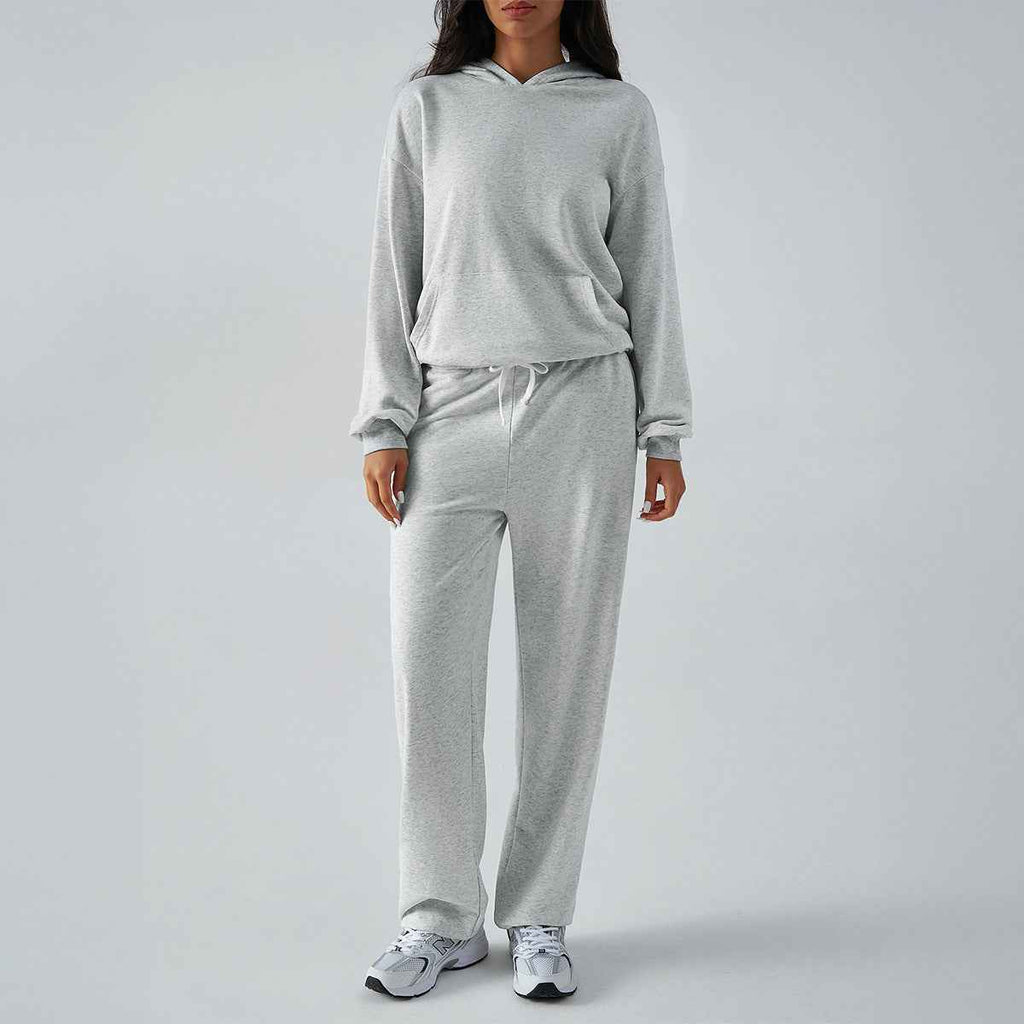 Autumn Winter Casual Sports Hooded Sweater Slim Fit Tied Trousers Women