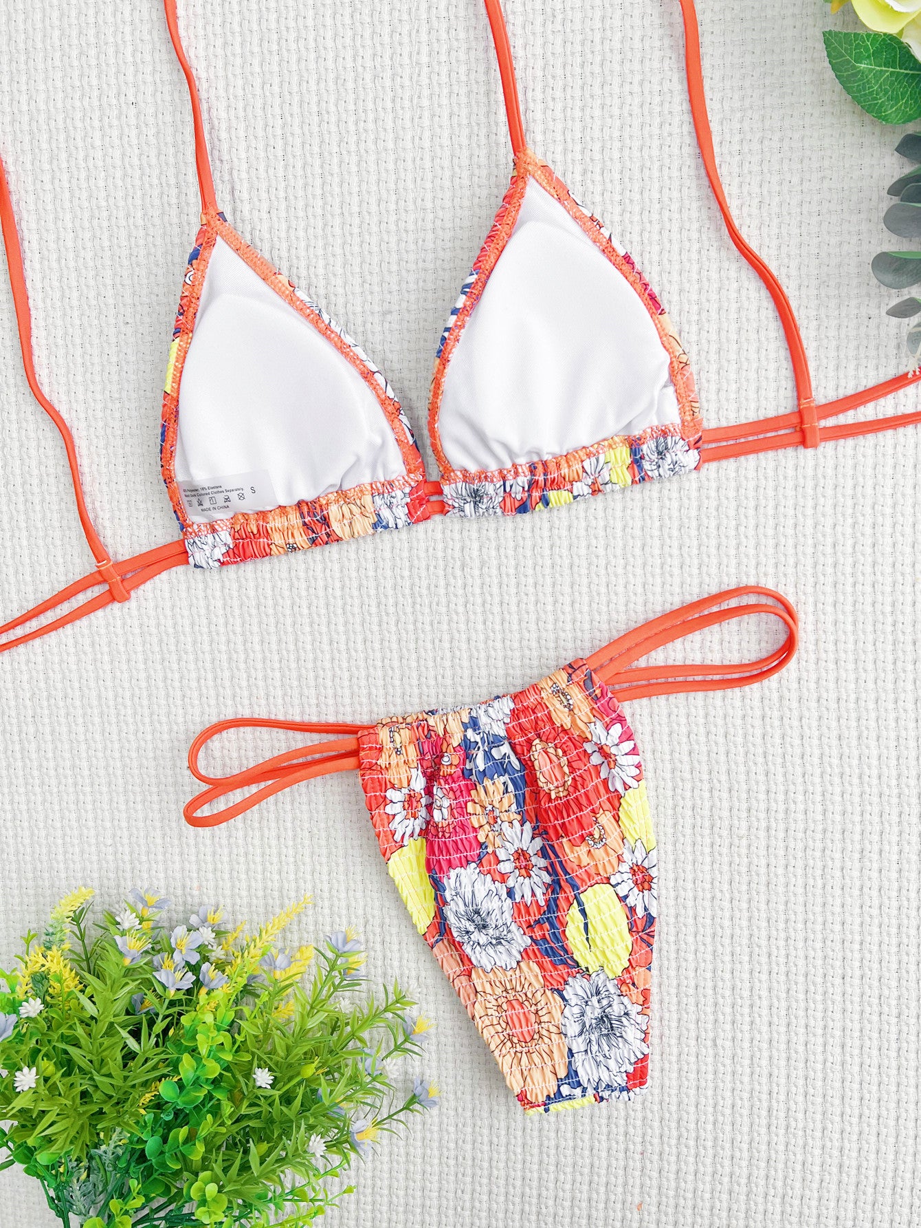 Bikini Double Bikini Sexy Swimsuit Color Swimsuit Women's Tied Swimsuit Printed Bikini - ALZO