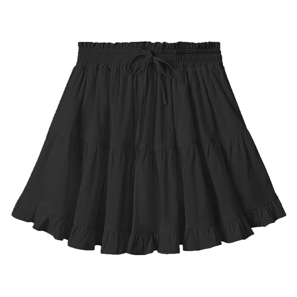 Women Clothing Drawstring Lace Skirt High Waist Elastic Pantskirt Beach All Matching Skirt Women - ALZO