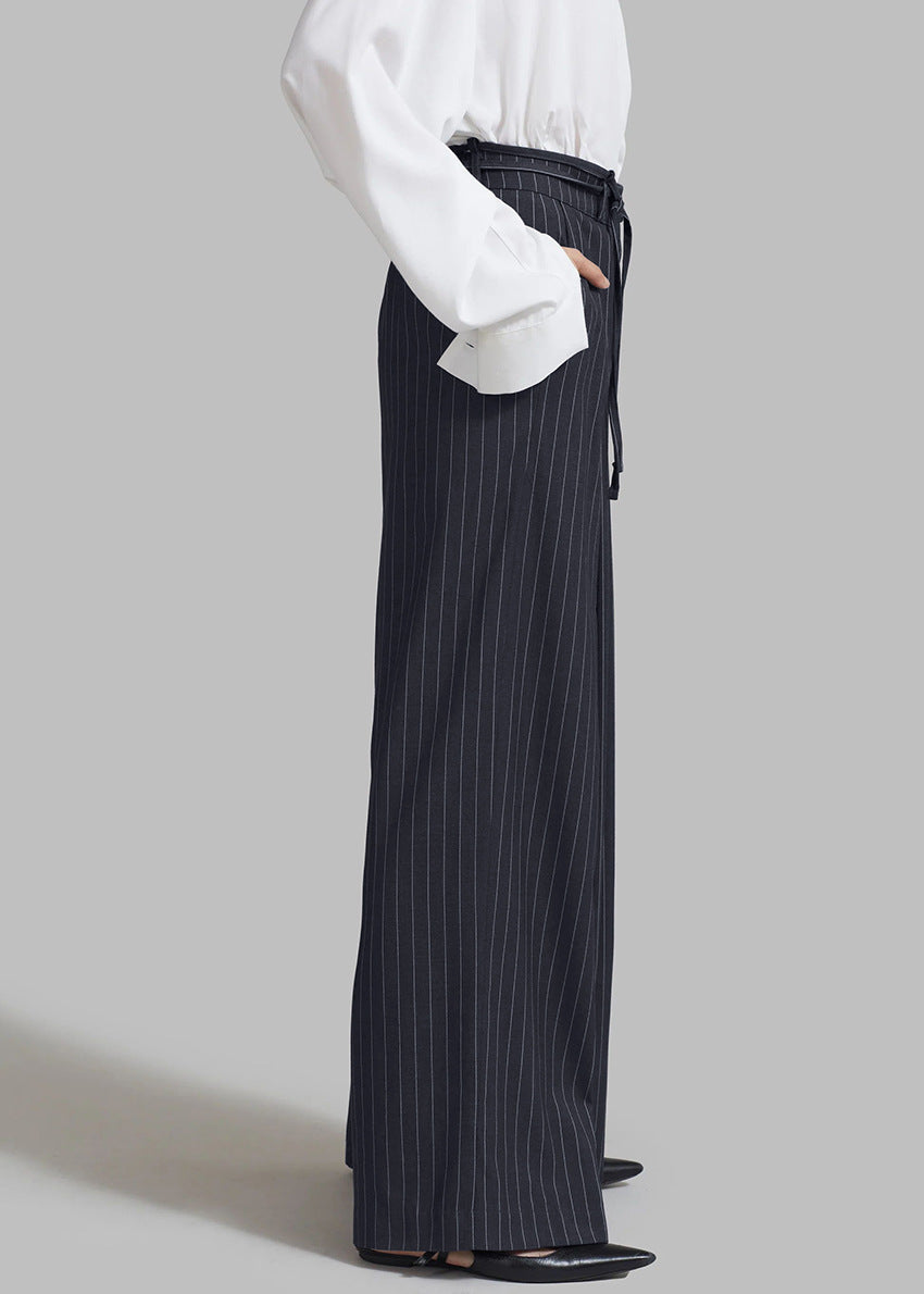 High Waist Striped Loose Drooping Casual Work Pant Autumn Winter Trousers Women - ALZO