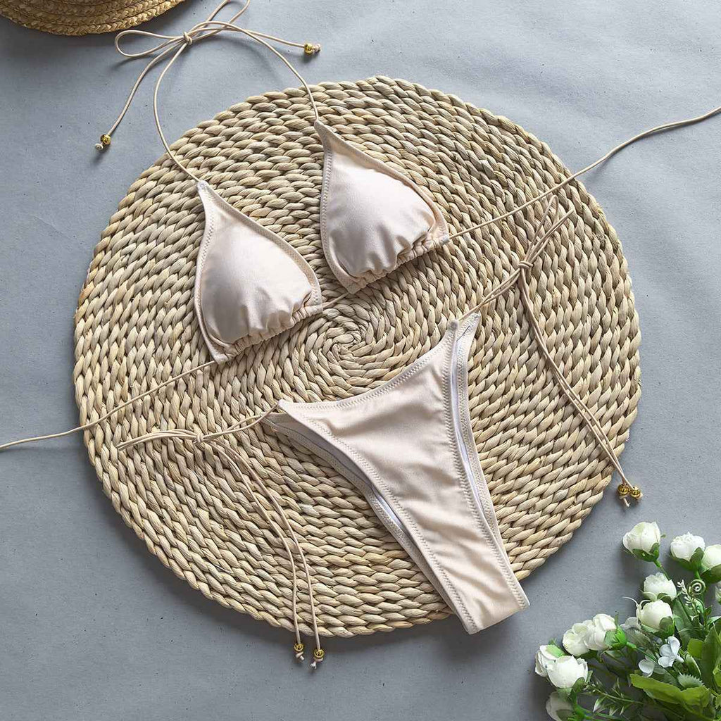 Bikini Bikini Rope Solid Color Sexy Split Women Swimsuit Swimsuit