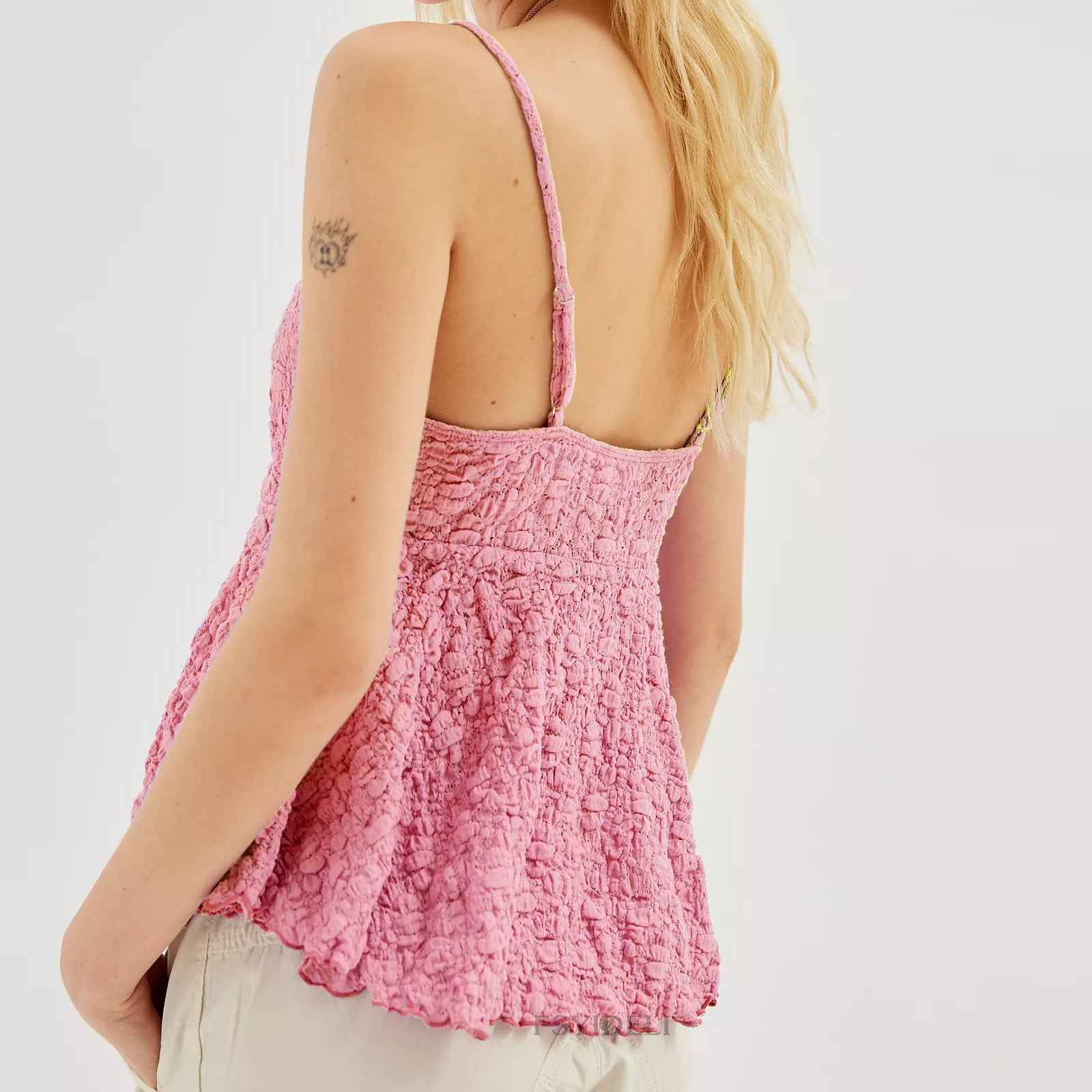 Camisole Summer V Neck Hollow Out Cutout Lace Sexy Suspenders Backless Blouse Women