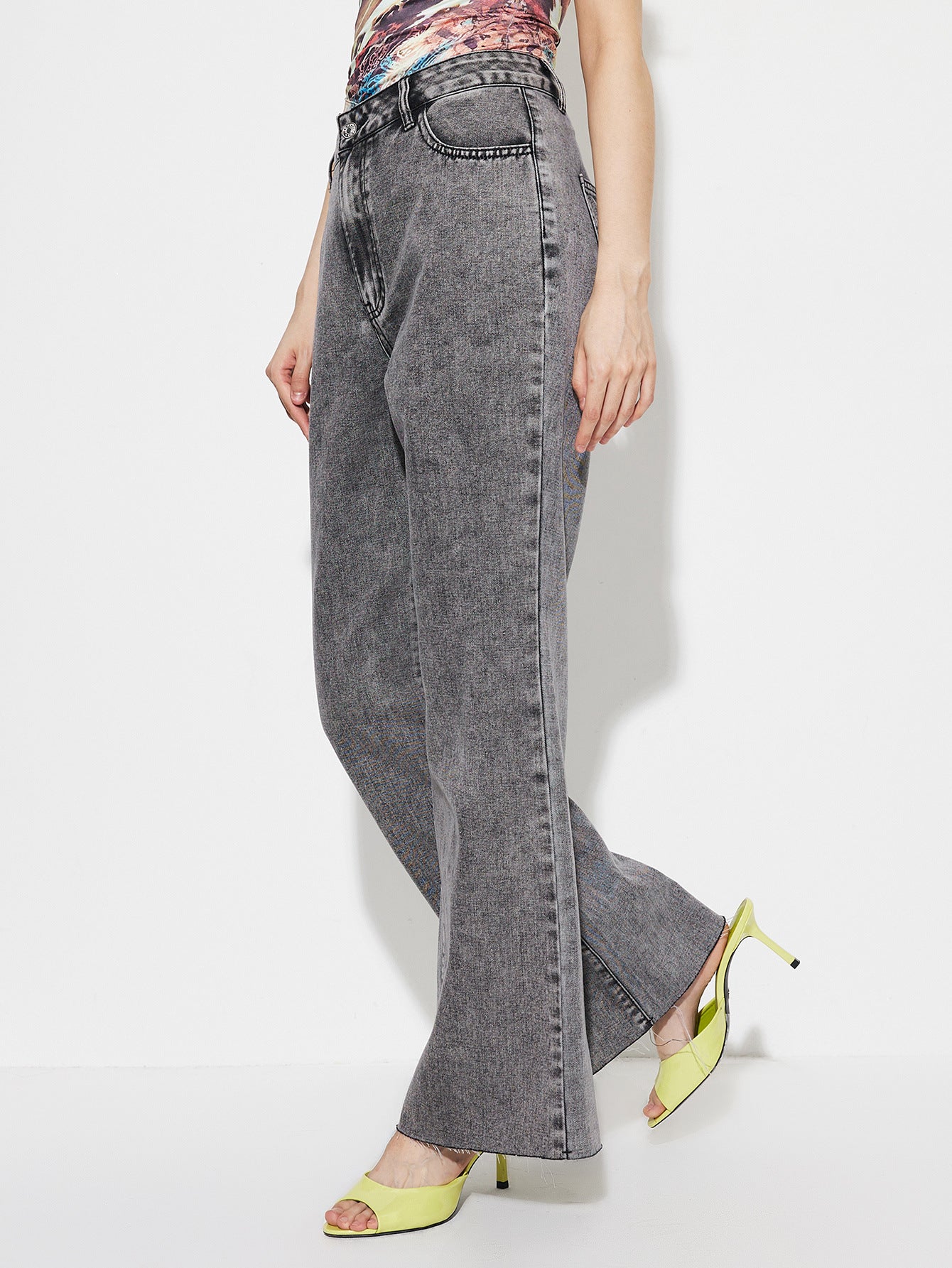 Women Clothing Straight Loose High Waist Denim Trousers - ALZO