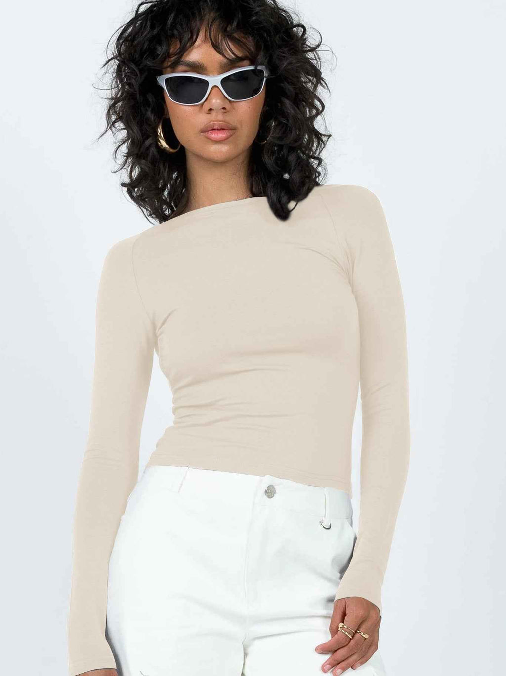 Summer Bare Back Top Long Sleeve Sexy Shoulder T shirt for Women