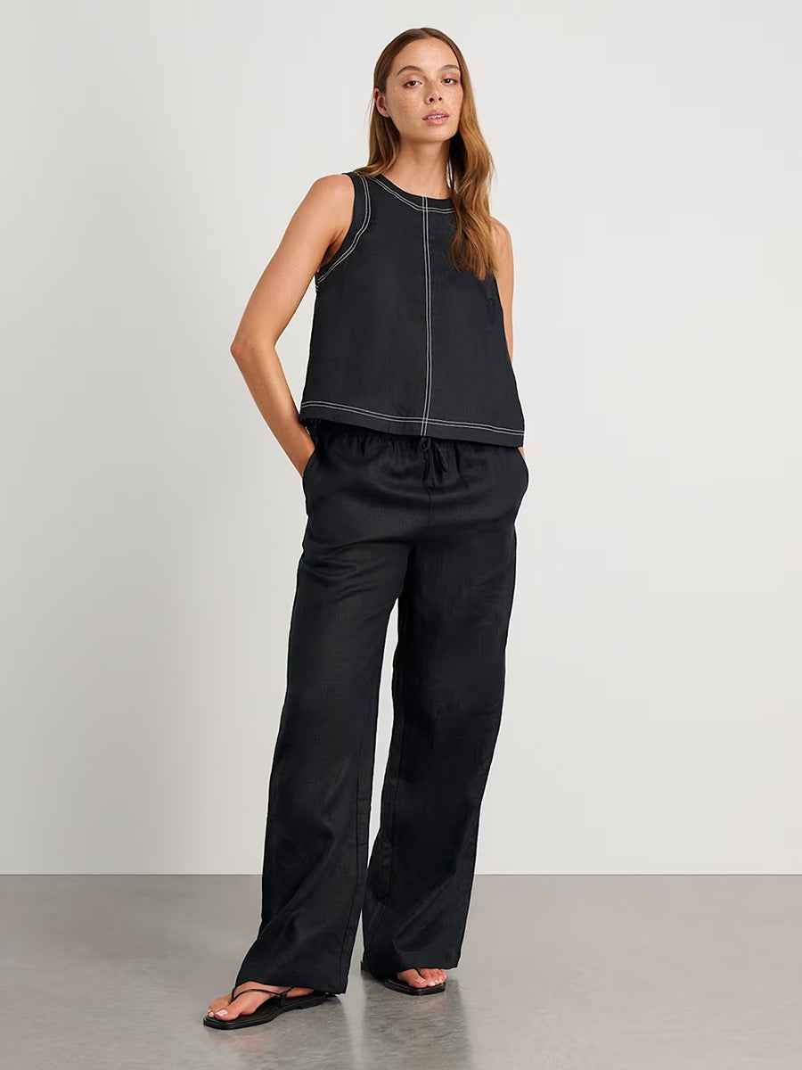 Cotton Linen Vest Pants Set Spring Summer Wide Leg Pants Sleeveless Vest Casual Set Women