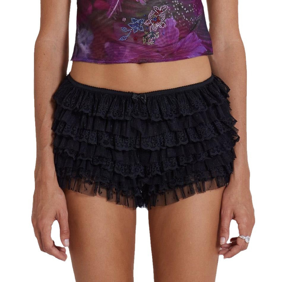 Sexy Beach Pants Ruffled Wave Solid Color Lolita Low Waisted Shorts Culottes - ALZO