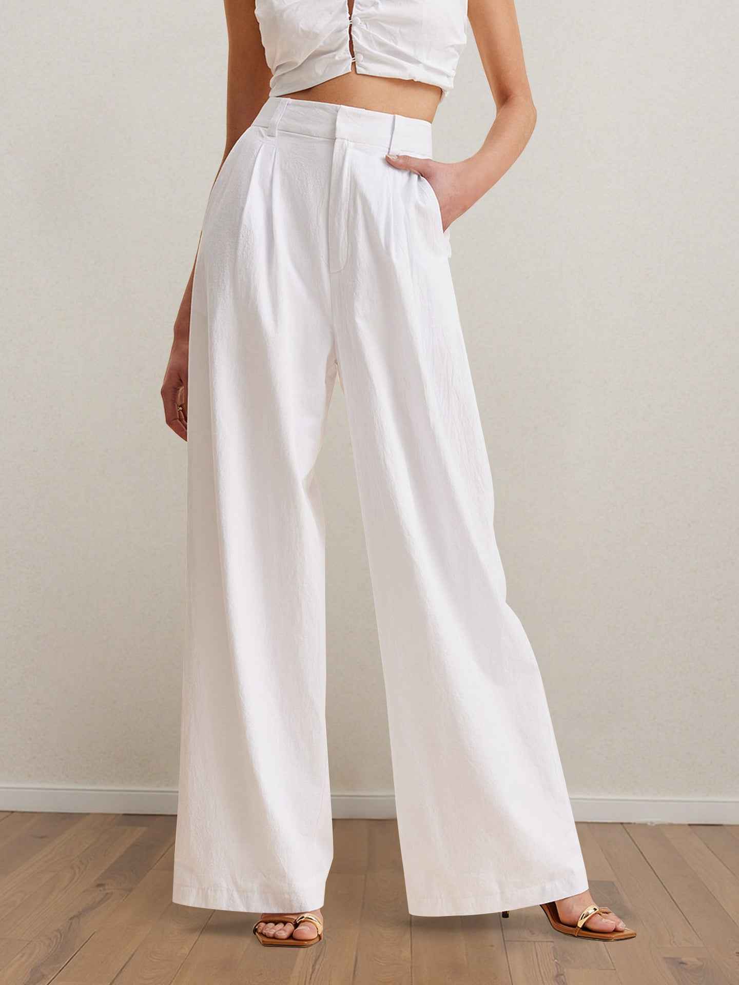 Professional Spring Summer White Casual off the Shoulder Top Trousers Tube Top Simple Office Women Clothing