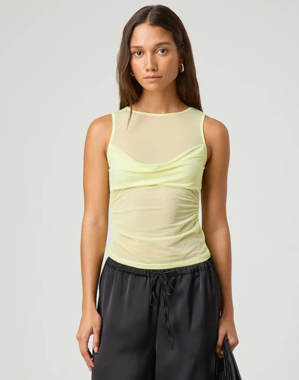 Spring Women Wear Top Solid Color See through Sexy Mesh Bottoming Shirt for Women - ALZO