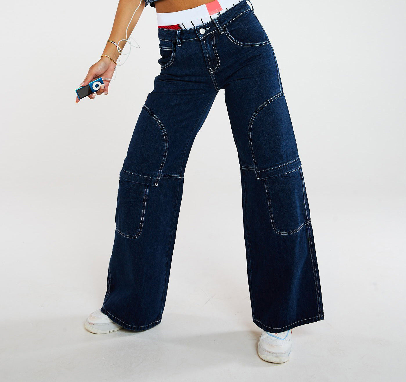 Fast Big Pocket Wide Leg Jeans Overalls Cargo Wide Leg Jeans - ALZO